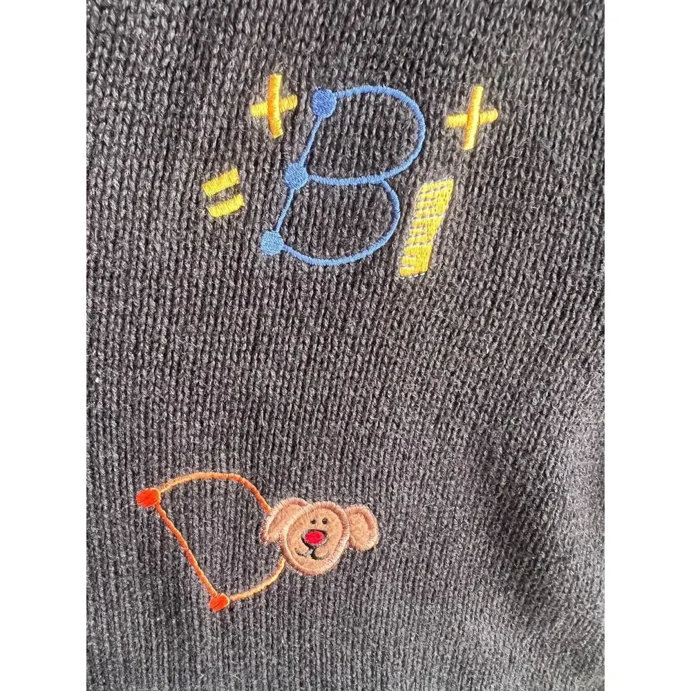 Bechamel Women Vintage 90s Novelty Cottage School Teacher Cardigan Zip Sweater M - Picture 7 of 13